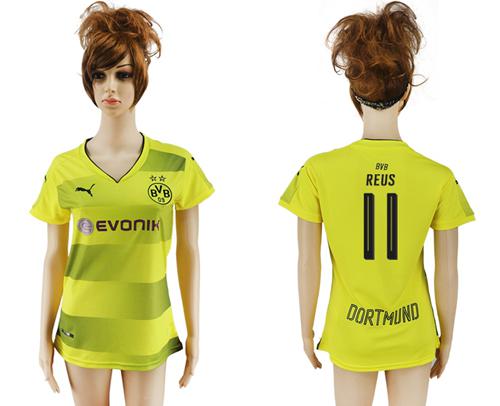 Women's Dortmund #11 Reus Home Soccer Club Jersey - Click Image to Close